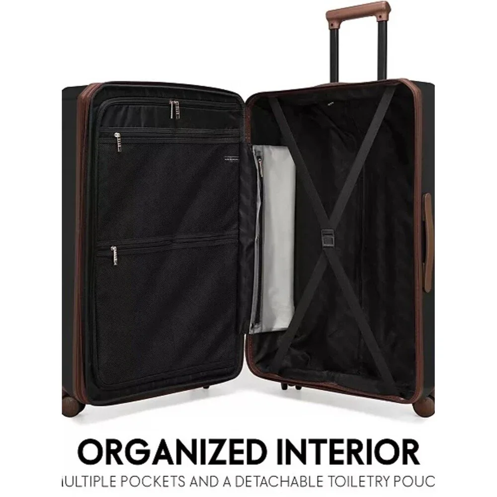 Elle Luxe Journey 1 Piece Expandable Retro Spinner Rolling check in Luggage
